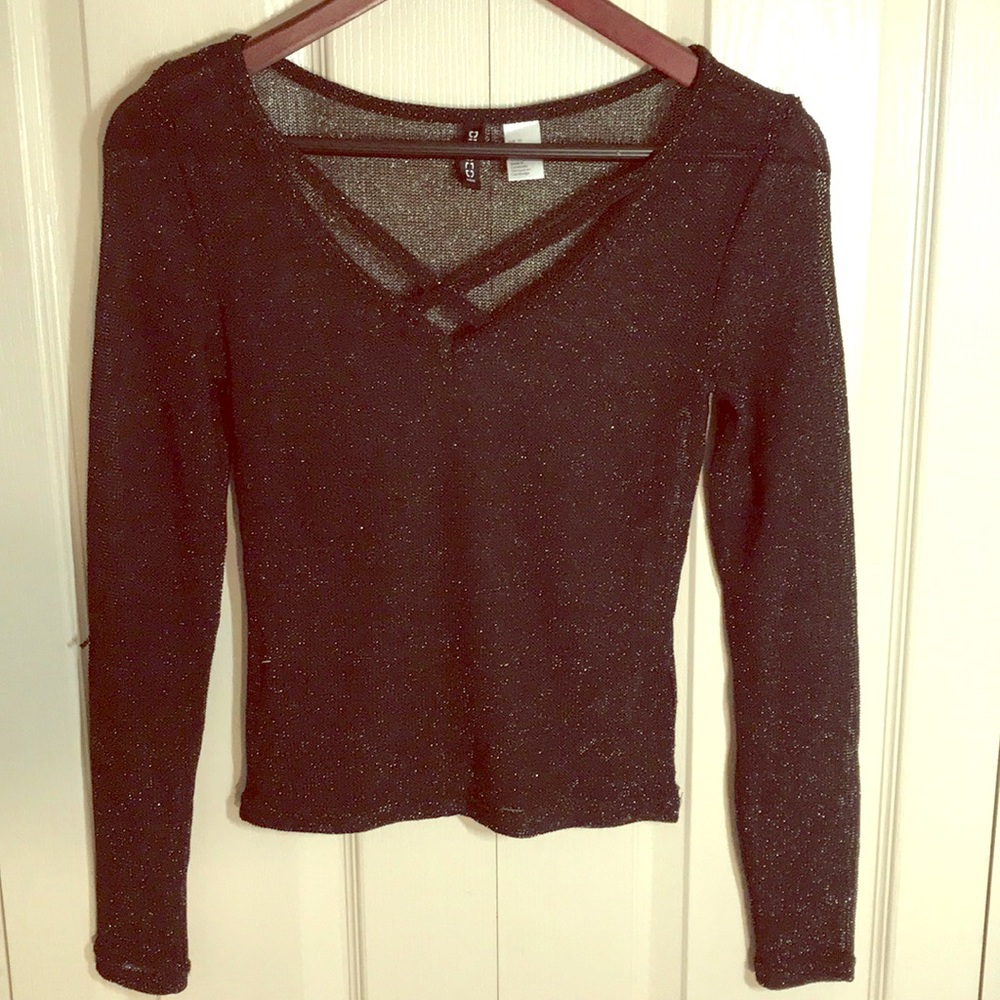 Black mesh see through long sleeve